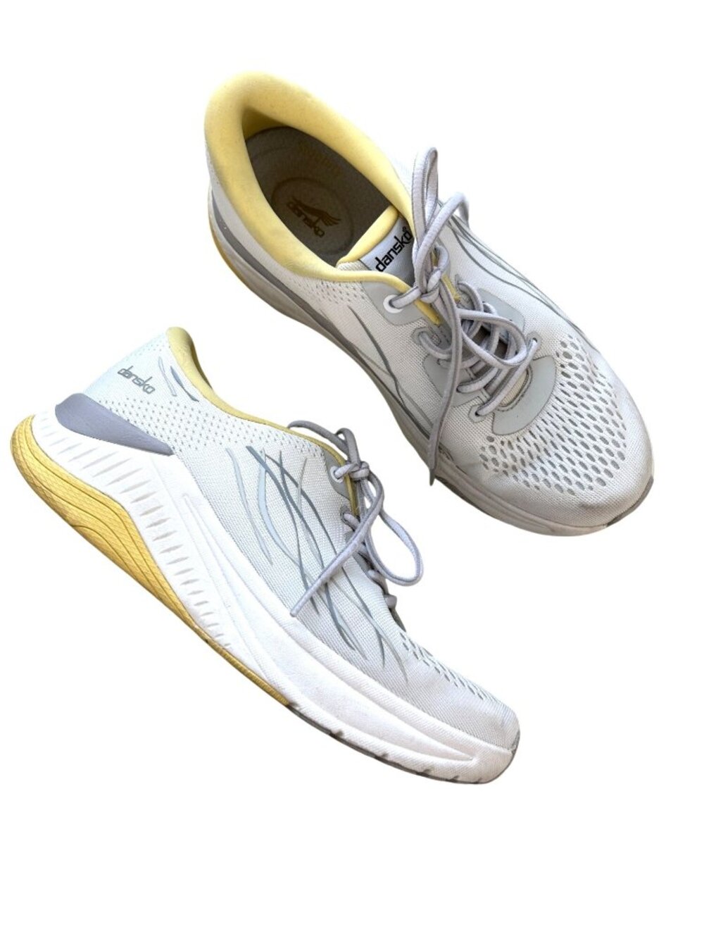 Dansko Women's Sz 39 Athletic Shoes White & Yellow Mesh Comfort Sneakers